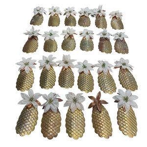 Lot of 23 Decorative Metal Hanging Pineapple Ornaments Tropical Chic Customized